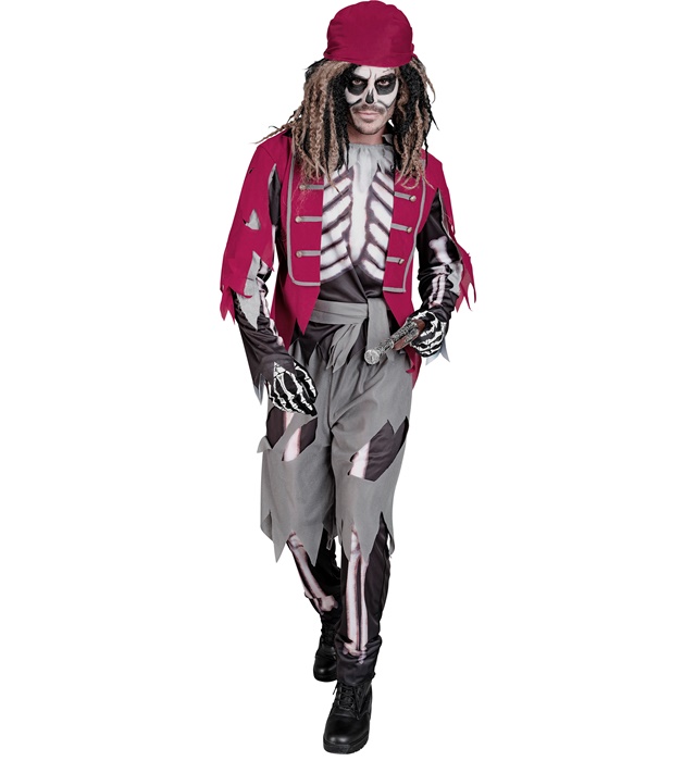 [08341] "SQUELETTE PIRATE" (chemise avec veste et ceinture, pantalon, bandana) (S)
