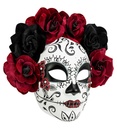 "DIA DE LOS MUERTOS MASQUE AVEC ROSES NOIRES ET BOURGOGNES"