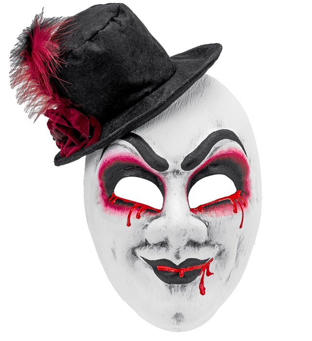"COMMEDIA DELL'ARTE MASQUE HOMME SANGLANT AVEC couvre-chef"