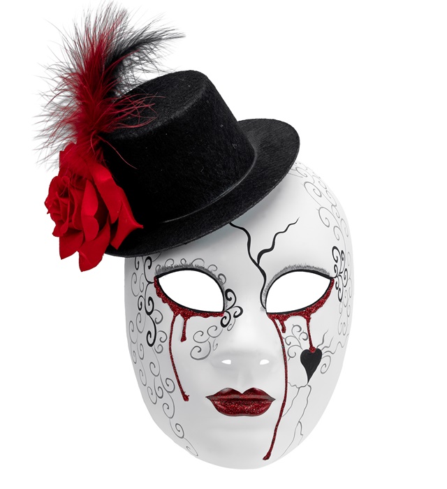 [08469] "COMMEDIA DELL'ARTE MASQUE FEMME SANGLANTE AVEC couvre-chef"