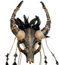 "MASQUE CHAMAN CRÂNE DE TAUREAU AVEC PLUMES"