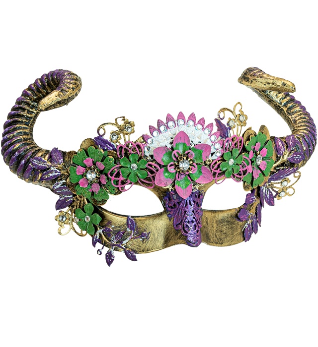 "MASQUE DE THÉÂTRE MOUTON AVEC FLEURS"