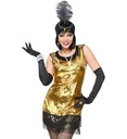 "CHARLESTON ANNEES 20 RUGISSANTES" (robe, bandeau avec plume)