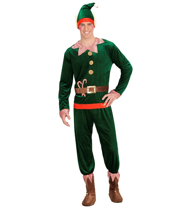 "ASSISTANT DU PÈRE NOEL" (veste, pantalon, sur-chaussures, bonnet avec oreilles)
