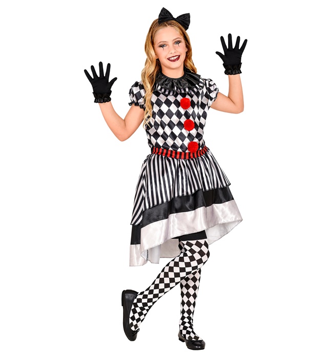 [09015] "CLOWN VINTAGE" (robe avec colorette, bandeau noeud, gants) (116 cm / 4-5 Years)