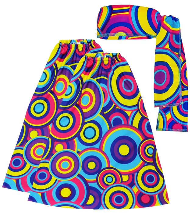 [09286] "THE 70s GROOVY STYLE - blue bubbles" (bandeau et jambière)