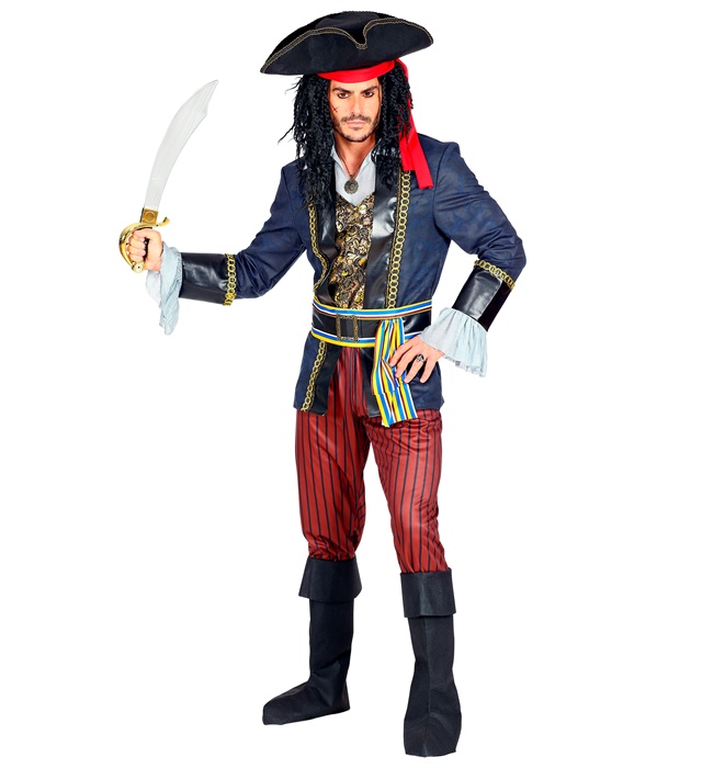 "CAPITAINE PIRATE" (manteau avec gilet et chemise, pantalon, ceinture avec boucle et noeud, couvre bottes, chapeau avec bandana)