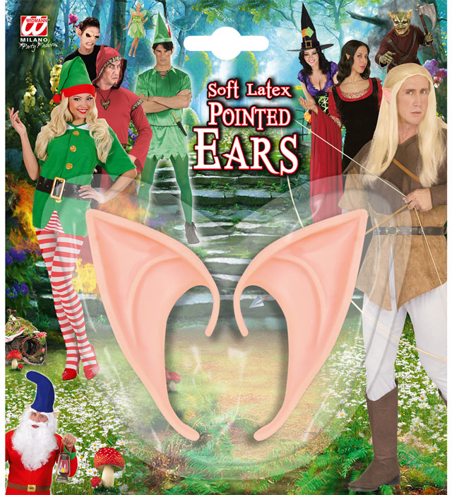 Paires de "OREILLES POINTUES" en latex souple (pour elfe, fée, sorcière, diable, ……)