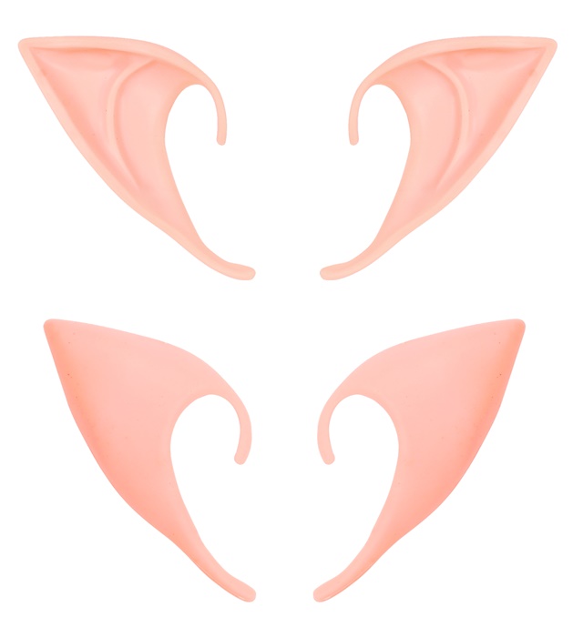 [09581] Paires de "OREILLES POINTUES" en latex souple (pour elfe, fée, sorcière, diable, ……)