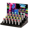 Boite Display avec "24 ROUGES A LEVRES FLUO" 6 ml - (6 x fluo rose, fluo jaune, fluo vert, fluo orange)