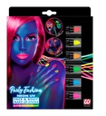 "SET AVEC 6 CRAYONS DE MAQUILLAGE FLUO EN BOITE AVEC FENETRE" (2 x fluo rose, 1 jaune, 1 orange, 1 vert, 1 bleu) - 21 ml