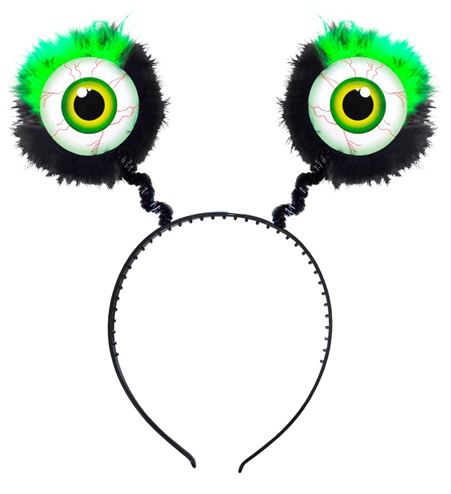 "SERRE-TETE YEUX AVEC PLUMES VERTS"