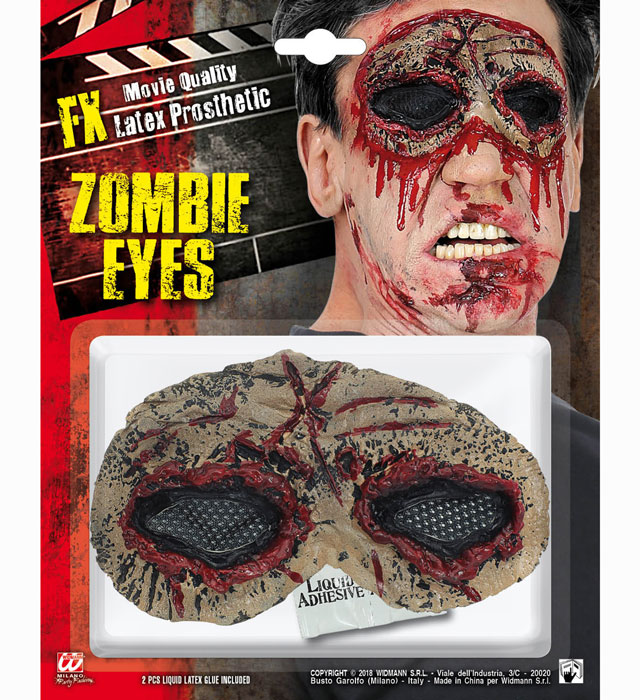 "PROTHÈSE OEIL DE ZOMBIE EN LATEX FX" avec 2 pcs colle latex liquide