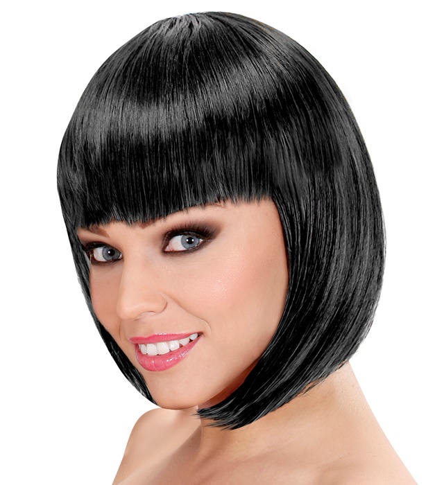 [09750] "BLACK LOU LOU WIG" in box
