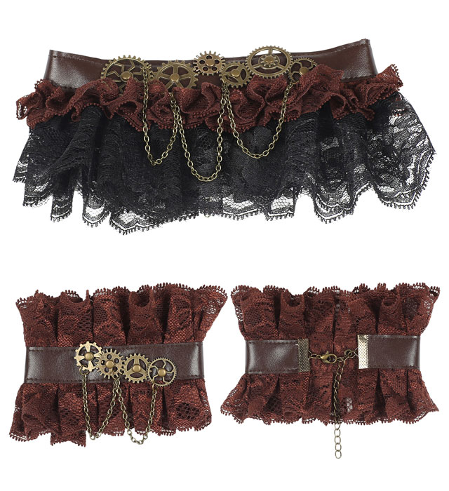 [09776] "TOUR DE COU ET POIGNET EN DENTELLE STEAMPUNK"