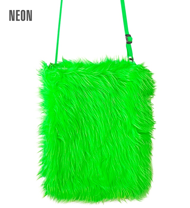 [09819] "SAC A MAIN EN PELUCHE VERT FLUO"