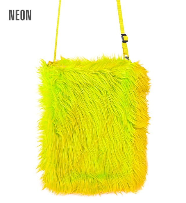 [09820] "SAC A MAIN EN PELUCHE JAUNE FLUO"