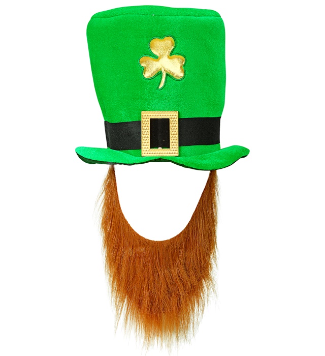 [09840] "CHAPEAU AVEC BARBE DE LEPRECHAUN" 25 cm