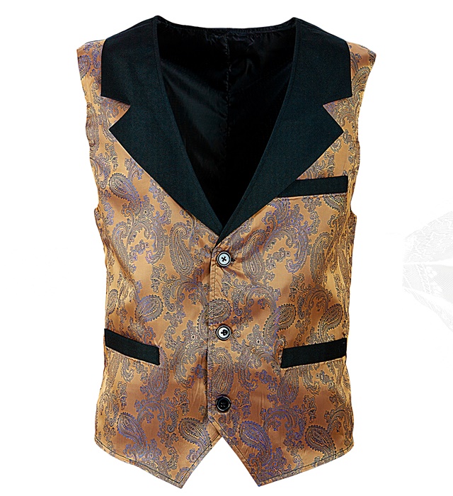 [09924] "GILET VINTAGE JACQUARD MARRON" (XL)