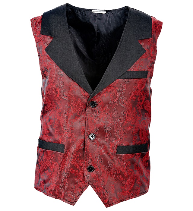 [09926] "GILET VINTAGE JACQUARD BORDEAUX" (XL)