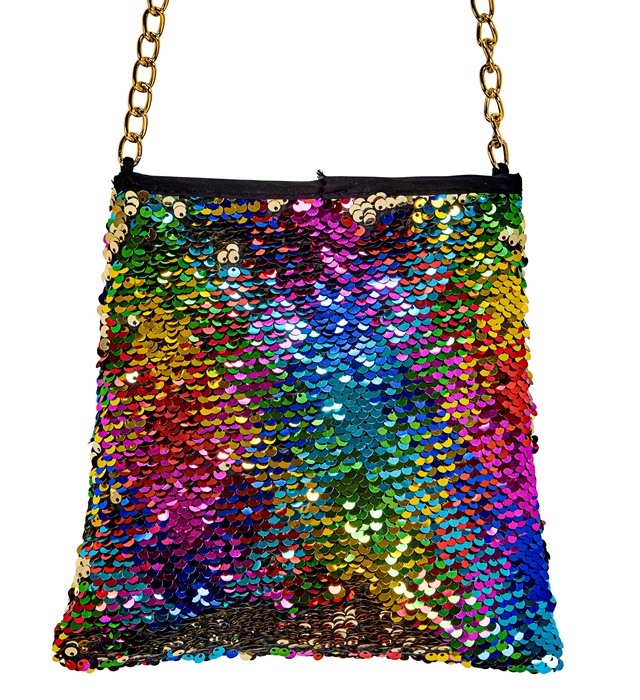"SAC AVEC PAILLETTES ARC EN CIEL / OR REVERSIBLE"