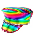 "CASQUETTE DE MOTARD ARC EN CIEL CLOUTEE AVEC BIJOUX"