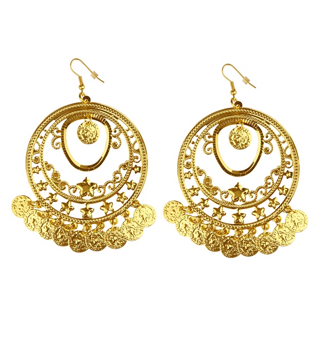 paire de "BOUCLES D'OREILLES OR AVEC PIECES DE MONNAIE"