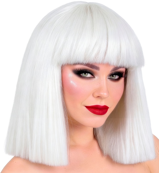 [10265] "PERRUQUE SHOWGIRL" blanche - en boite