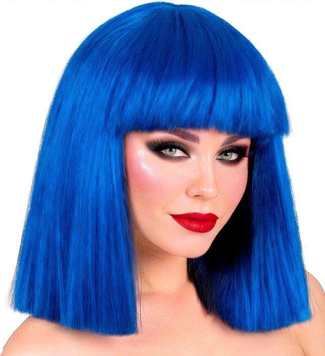 [10272] "PERRUQUE SHOWGIRL" bleu - en boite