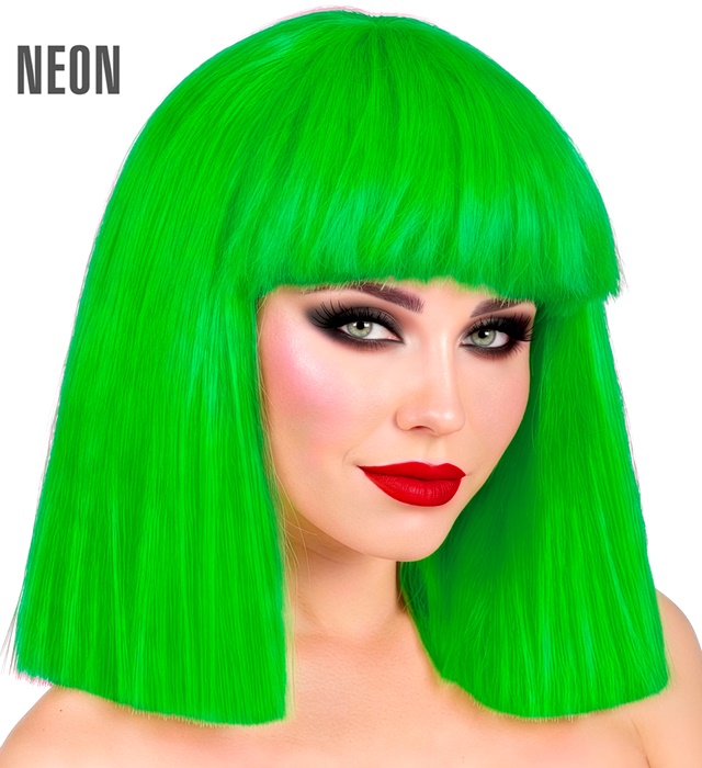 [10275] "PERRUQUE SHOWGIRL" vert fluo - en boite