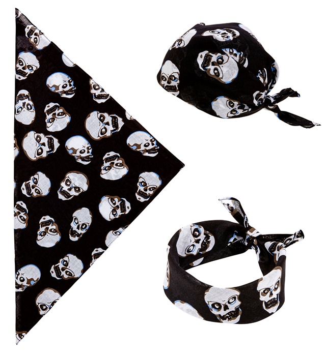 [1047S] "SKULLS BANDANA" 55x55 cm - 100% cotton