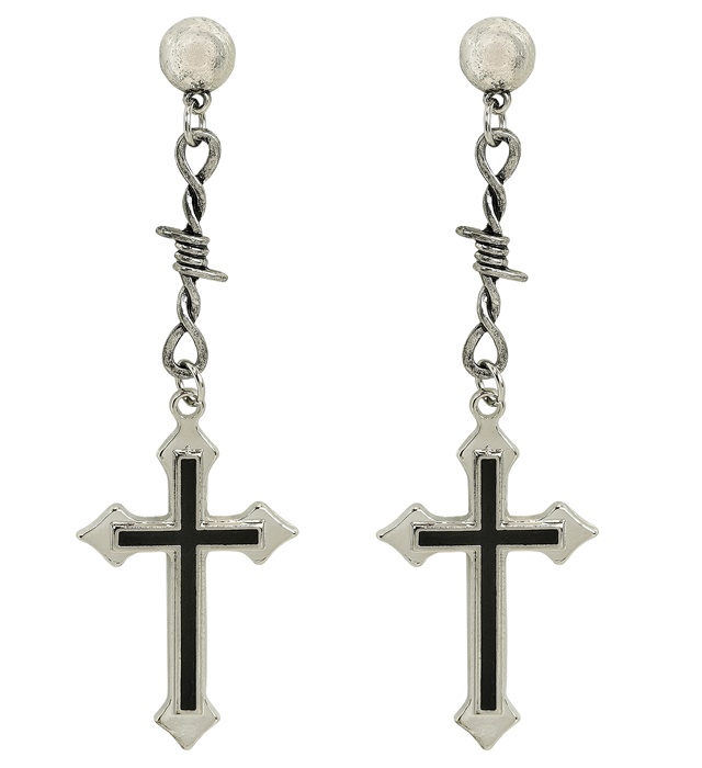"BOUCLES D’OREILLES CROIX NOIRE"