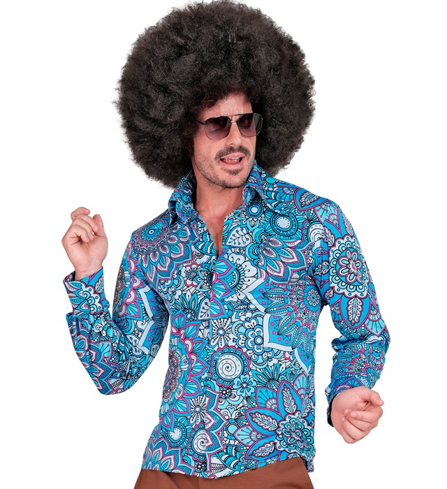 [10566] "THE 60s FASHION - blue mandala" (chemise) (XXL)