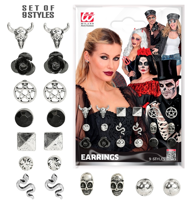 "BOUCLES D’OREILLES DE CARACTÈRE" 9 styles différents sur carton