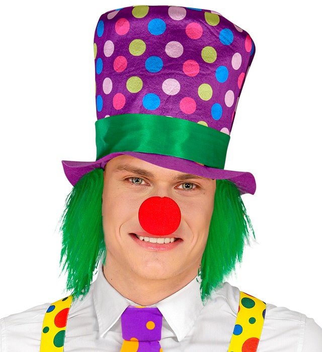 "CHAPEAU HAUT DE FORME A POIS AVEC CHEVEUX" 23 cm
