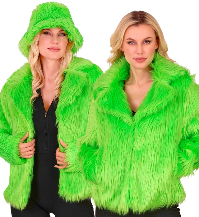 [10803] "VESTE FEMME EN PELUCHE VERT FLUO" (XXL)