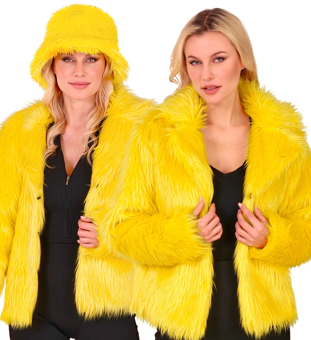 [10813] "VESTE FEMME EN PELUCHE JAUNE" (XXL)