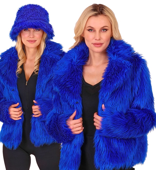 [10823] "VESTE FEMME EN PELUCHE BLEUE" (XXL)