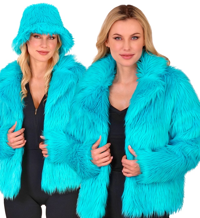 "VESTE FEMME EN PELUCHE TURQUOISE"