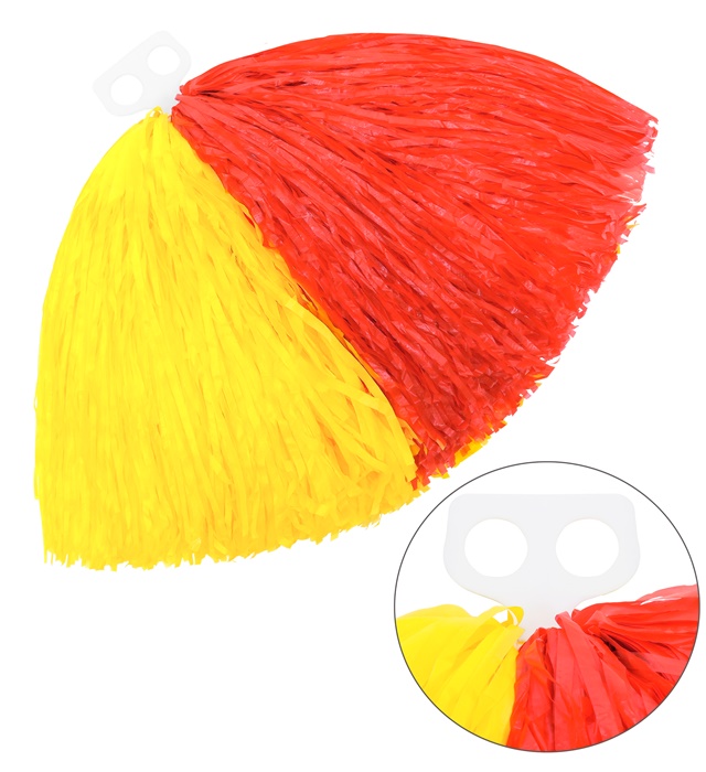[1087S] "POM POM DE DEUX COULEURS" jaune/rouge