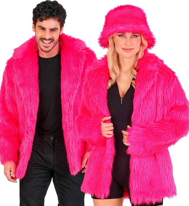 "VESTE EN PELUCHE ROSE FLUO"