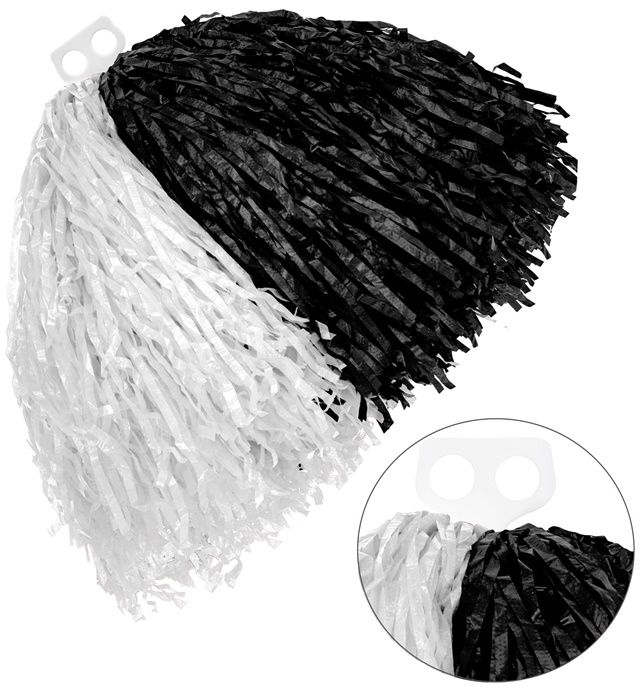 [1090J] "POM POM DE DEUX COULEURS" blanc/noir