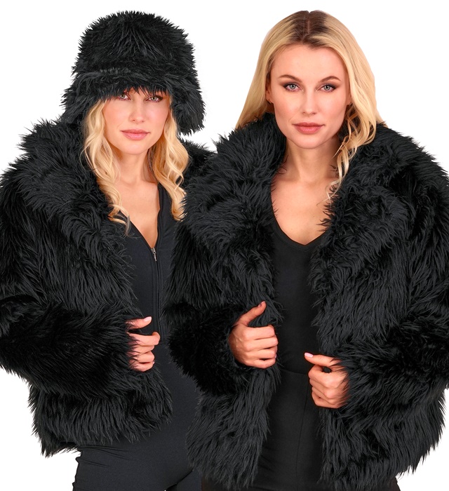 [10963] "VESTE FEMME EN PELUCHE NOIRE" (XXL)