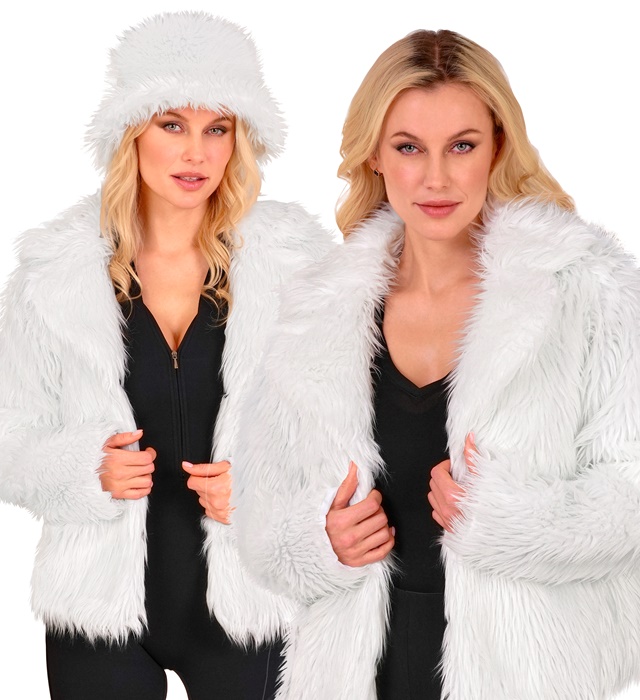 [10983] "VESTE FEMME EN PELUCHE BLANCHE" (XXL)