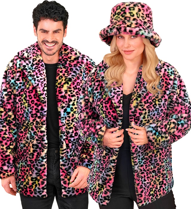 [11153] "VESTE EN PELUCHE ANIMALIER LEOPARD MULTICOULEUR" (XXL)