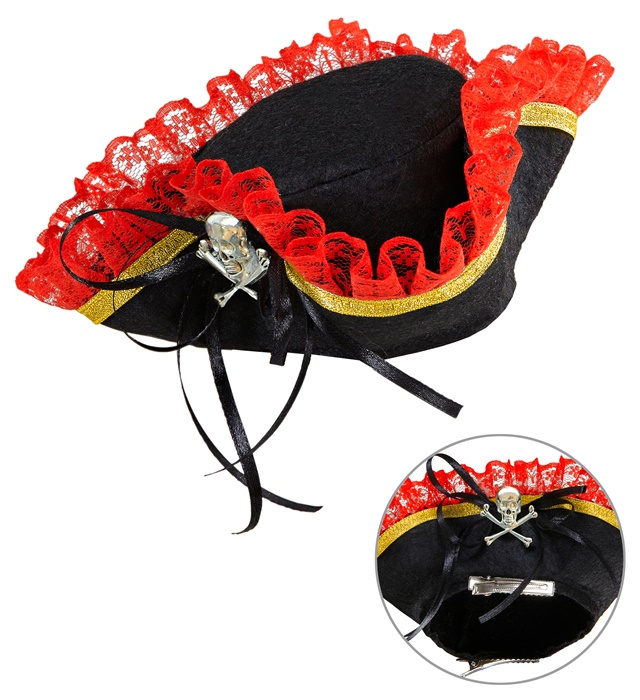 [1148K] "MINI TRICORNE PIRATE AVEC CRANE EN STRASS"