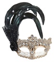 MASQUE GRAND GALA MACRAMÉ AVEC PLUMES ET STRASS