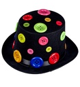 "CHAPEAU HAUT DE FORME AVEC BOUTONS DE COULEUR EN FEUTRE" 15 cm