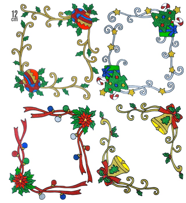 Set de "2 VITROPHANIE DE NOEL DECORATION ANGLE FENETRE" 4 styles - 12 cm