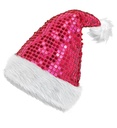 "CHAPEAU PERE NOEL PELUCHE ET SEQUINS ROSE"
